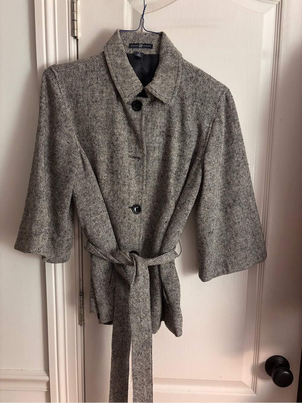 GAP Gray Tweed Belted Trench Coat